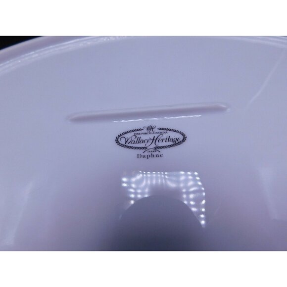 Wallace Heritage Daphne Oval Platter 14.5" X 10 7/8" Porcelain White Floral Trim - Picture 3 of 4